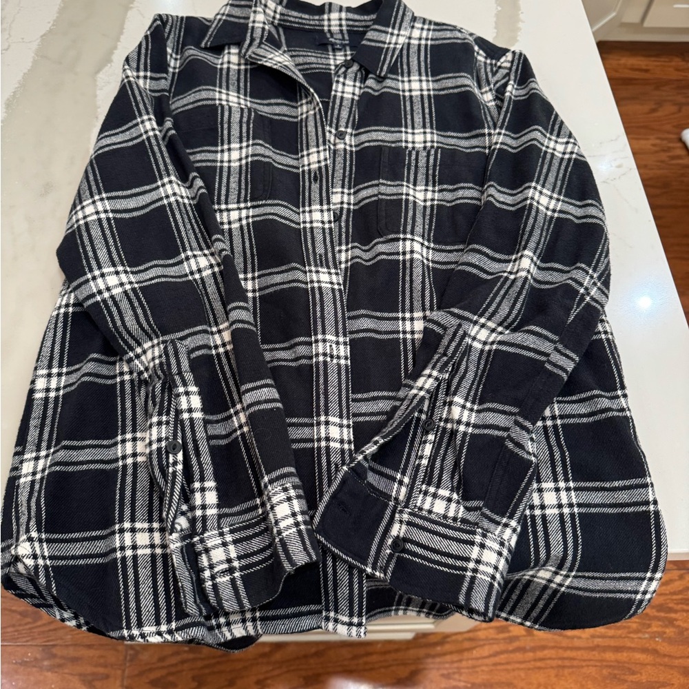 Madewell Black and White Boxy Button Down Shirt